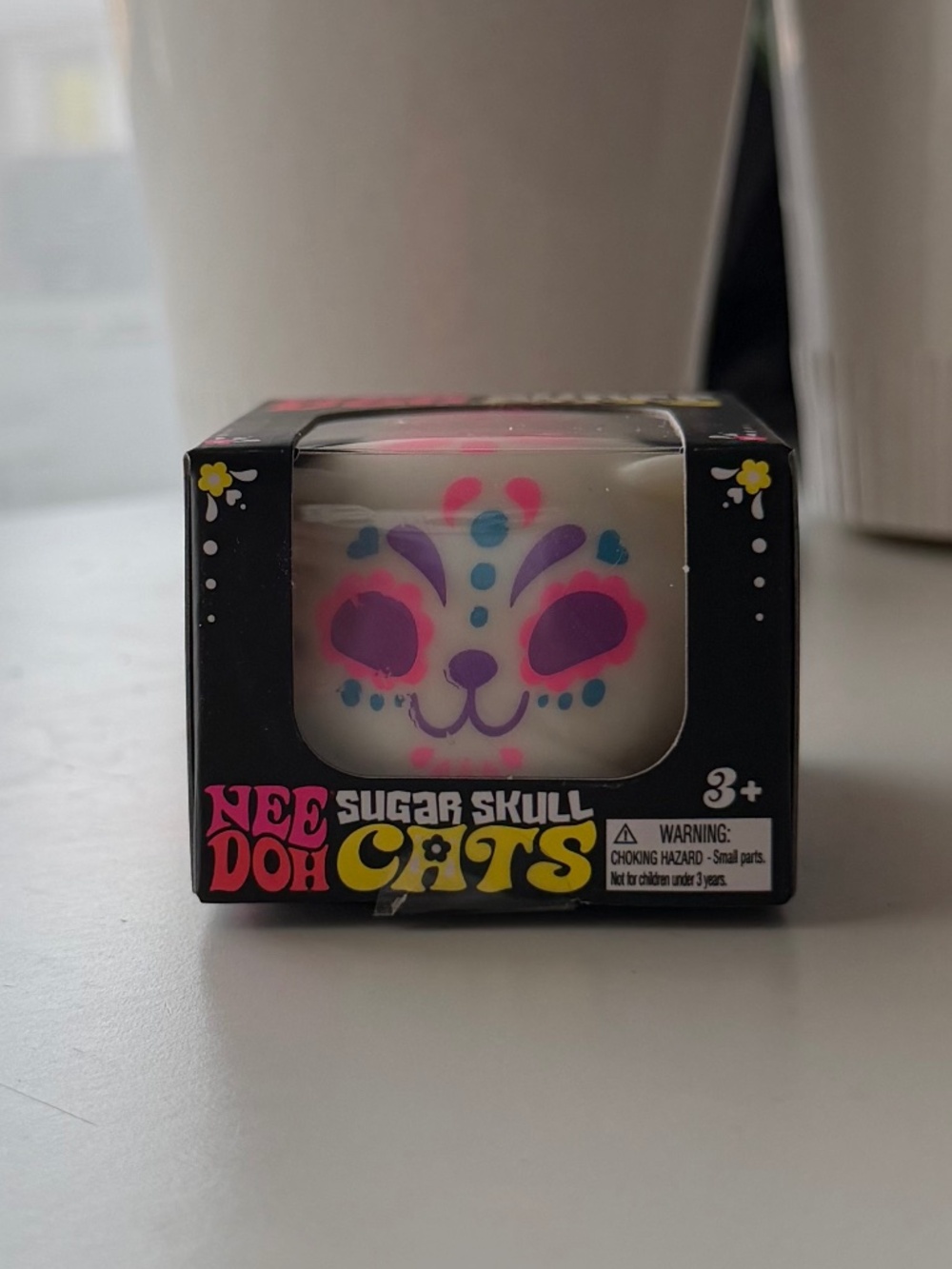 Schylling NeeDoh Sugar Skull Cat | White | NEW NWT | Rare Sensory Fidget Toy